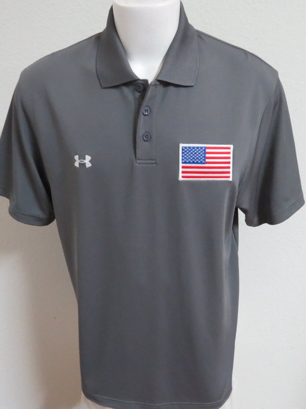 Sz L Gray USA Under Armour Men's db #870 Golf Polo Shirt